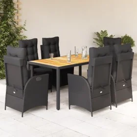 Set de comedor de jardín 7 pzas y cojines ratán sintético negro by , Garden sets - Ref: Foro24-3213341, Price: 1,00 €, Discou...