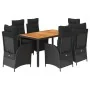 Set de comedor de jardín 7 pzas y cojines ratán sintético negro de , Conjuntos de jardín - Ref: Foro24-3213341, Precio: 1,00 ...