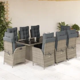 Set comedor jardín 9 pzas y cojines ratán sintético gris by , Garden sets - Ref: Foro24-3213357, Price: 1,00 €, Discount: %