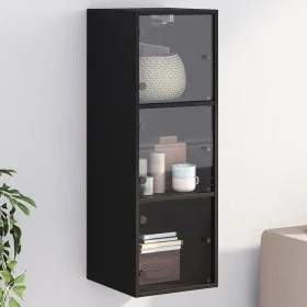 Mueble de pared con puertas de vidrio negro 35x37x100 cm von , Schließfächer und Lagerschränke - Ref: Foro24-836484, Preis: 7...
