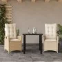Set comedor de jardín 3 pzas con cojines ratán sintético beige by , Garden sets - Ref: Foro24-3213244, Price: 368,29 €, Disco...