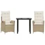 Set comedor de jardín 3 pzas con cojines ratán sintético beige by , Garden sets - Ref: Foro24-3213244, Price: 368,29 €, Disco...
