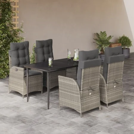 Set comedor de jardín 5 pzas cojines ratán sintético gris claro by , Garden sets - Ref: Foro24-3213278, Price: 629,33 €, Disc...