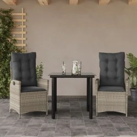 Set comedor de jardín 3 pzas cojines ratán sintético gris claro von , Gartensets - Ref: Foro24-3213284, Preis: 330,28 €, Raba...