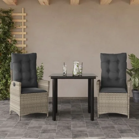 Set comedor de jardín 3 pzas cojines ratán sintético gris claro von , Gartensets - Ref: Foro24-3213284, Preis: 330,32 €, Raba...