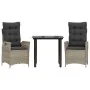 Set comedor de jardín 3 pzas cojines ratán sintético gris claro von , Gartensets - Ref: Foro24-3213284, Preis: 330,32 €, Raba...
