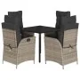 Set comedor de jardín 5 piezas con cojines ratán sintético gris de , Conjuntos de jardín - Ref: Foro24-3213225, Precio: 644,5...