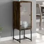 Armario auxiliar con puerta de vidrio roble ahumado 35x37x100cm de , Aparadores - Ref: Foro24-836557, Precio: 52,31 €, Descue...