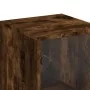 Armario auxiliar con puerta de vidrio roble ahumado 35x37x100cm de , Aparadores - Ref: Foro24-836557, Precio: 52,31 €, Descue...