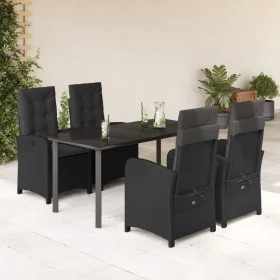 Set de muebles jardín 5 pzas con cojines ratán sintético negro by , Garden sets - Ref: Foro24-3212324, Price: 627,20 €, Disco...
