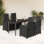 Set de muebles jardín 5 pzas con cojines ratán sintético negro by , Garden sets - Ref: Foro24-3212324, Price: 627,19 €, Disco...