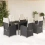 Set de comedor de jardín 7 pzas y cojines ratán sintético negro by , Garden sets - Ref: Foro24-3212305, Price: 811,86 €, Disc...