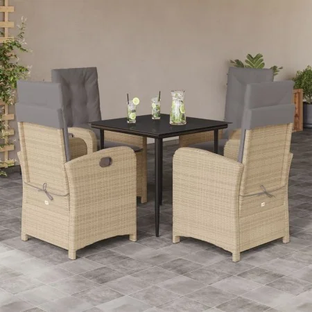 Set comedor de jardín 5 pzas con cojines ratán sintético beige by , Garden sets - Ref: Foro24-3212391, Price: 618,93 €, Disco...