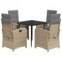 Set comedor de jardín 5 pzas con cojines ratán sintético beige by , Garden sets - Ref: Foro24-3212391, Price: 618,93 €, Disco...