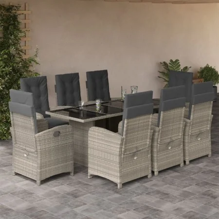 Set comedor de jardín 9 pzas cojines ratán sintético gris claro by , Garden sets - Ref: Foro24-3212268, Price: 1,00 €, Discou...