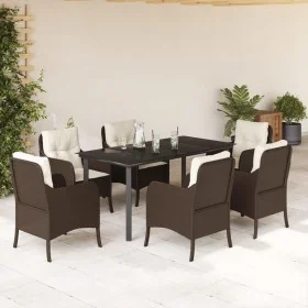 Set comedor de jardín 7 pzas con cojines ratán sintético marrón von , Gartensets - Ref: Foro24-3211945, Preis: 706,58 €, Raba...