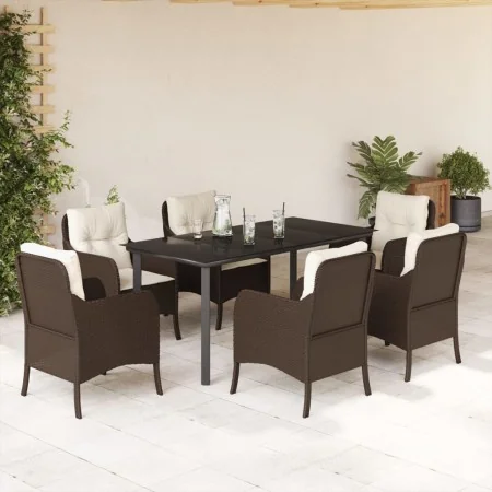 Set comedor de jardín 7 pzas con cojines ratán sintético marrón by , Garden sets - Ref: Foro24-3211945, Price: 706,49 €, Disc...