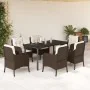 Set comedor de jardín 7 pzas con cojines ratán sintético marrón by , Garden sets - Ref: Foro24-3211945, Price: 706,49 €, Disc...