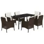 Set comedor de jardín 7 pzas con cojines ratán sintético marrón by , Garden sets - Ref: Foro24-3211945, Price: 706,49 €, Disc...