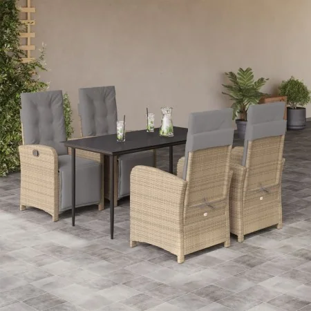 Set comedor de jardín 5 pzas con cojines ratán sintético beige by , Garden sets - Ref: Foro24-3212586, Price: 739,54 €, Disco...