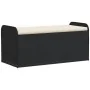 Banco con almacenaje y cojín ratán sintético negro 115x51x52 cm de , Bancos de jardín - Ref: Foro24-365727, Precio: 161,22 €,...