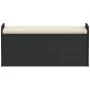 Banco con almacenaje y cojín ratán sintético negro 115x51x52 cm de , Bancos de jardín - Ref: Foro24-365727, Precio: 161,22 €,...