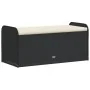Banco con almacenaje y cojín ratán sintético negro 115x51x52 cm de , Bancos de jardín - Ref: Foro24-365727, Precio: 161,22 €,...
