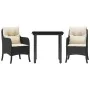 Set comedor de jardín 3 pzas con cojines ratán sintético negro de , Conjuntos de jardín - Ref: Foro24-3211913, Precio: 287,75...