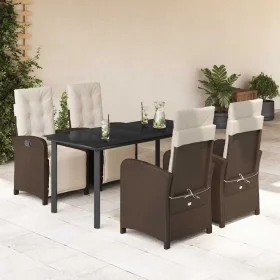 Set comedor de jardín 5 piezas y cojines ratán sintético marrón von , Gartensets - Ref: Foro24-3212552, Preis: 698,99 €, Raba...