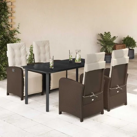 Set comedor de jardín 5 piezas y cojines ratán sintético marrón von , Gartensets - Ref: Foro24-3212552, Preis: 655,28 €, Raba...