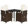 Set comedor de jardín 5 piezas y cojines ratán sintético marrón de , Conjuntos de jardín - Ref: Foro24-3212550, Precio: 596,3...