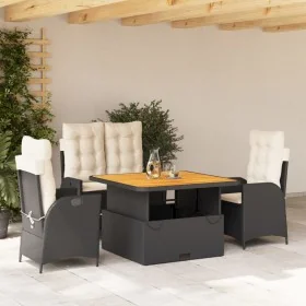 Juego comedor jardín 4 piezas con cojines ratán sintético negro by , Garden sets - Ref: Foro24-3277440, Price: 573,89 €, Disc...