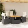 Juego comedor jardín 4 piezas con cojines ratán sintético negro de , Conjuntos de jardín - Ref: Foro24-3277440, Precio: 554,6...