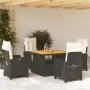 Set de muebles jardín 5 pzas con cojines ratán sintético negro de , Conjuntos de jardín - Ref: Foro24-3277378, Precio: 635,19...