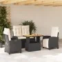 Juego comedor jardín 4 piezas con cojines ratán sintético negro de , Conjuntos de jardín - Ref: Foro24-3277384, Precio: 519,3...