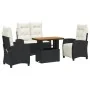 Juego comedor jardín 4 piezas con cojines ratán sintético negro de , Conjuntos de jardín - Ref: Foro24-3277384, Precio: 519,3...
