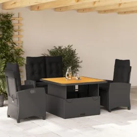 Juego comedor jardín 4 piezas con cojines ratán sintético negro de , Conjuntos de jardín - Ref: Foro24-3277392, Precio: 609,0...