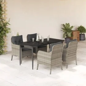 Set comedor de jardín 5 pzas cojines ratán sintético gris claro by , Garden sets - Ref: Foro24-3211993, Price: 519,86 €, Disc...