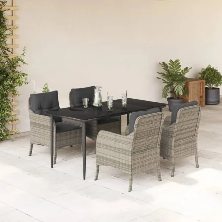 Set comedor de jardín 5 pzas cojines ratán sintético gris claro von , Gartensets - Ref: Foro24-3211993, Preis: 519,86 €, Raba...