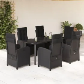 Set de comedor de jardín 7 pzas y cojines ratán sintético negro by , Garden sets - Ref: Foro24-3212326, Price: 877,49 €, Disc...