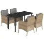 Set comedor de jardín 5 pzas con cojines ratán sintético beige by , Garden sets - Ref: Foro24-3211985, Price: 539,15 €, Disco...