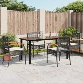 Set de muebles jardín 5 pzas con cojines ratán sintético negro by , Garden sets - Ref: Foro24-3213606, Price: 377,71 €, Disco...