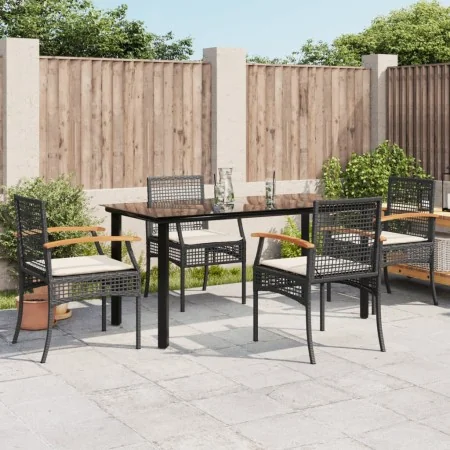 Set de muebles jardín 5 pzas con cojines ratán sintético negro de , Conjuntos de jardín - Ref: Foro24-3213606, Precio: 362,09...