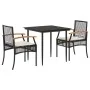 Set comedor de jardín 3 pzas con cojines ratán sintético negro de , Conjuntos de jardín - Ref: Foro24-3213596, Precio: 231,32...