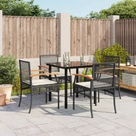 Set de muebles jardín 5 pzas con cojines ratán sintético negro by , Garden sets - Ref: Foro24-3213604, Price: 314,02 €, Disco...