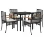 Set de muebles jardín 5 pzas con cojines ratán sintético negro de , Conjuntos de jardín - Ref: Foro24-3213604, Precio: 313,87...