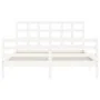 White solid wood bed frame with headboard 160x200 cm by vidaXL, Beds and slatted bases - Ref: Foro24-3193997, Price: 140,18 €...