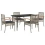Set comedor de jardín 5 piezas con cojines ratán sintético gris de , Conjuntos de jardín - Ref: Foro24-3213612, Precio: 365,5...