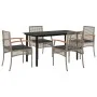 Set comedor de jardín 5 piezas con cojines ratán sintético gris by , Garden sets - Ref: Foro24-3213619, Price: 367,40 €, Disc...