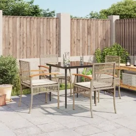 Set comedor de jardín 5 pzas con cojines ratán sintético beige by , Garden sets - Ref: Foro24-3213625, Price: 360,54 €, Disco...